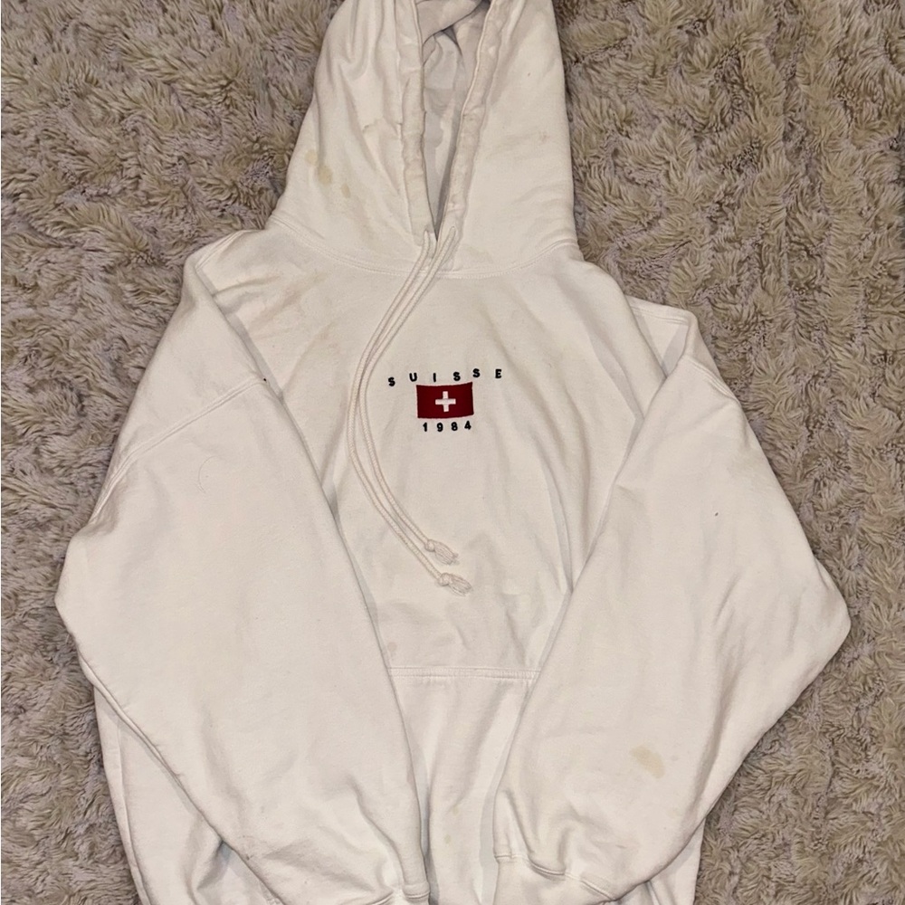 Brandy Melville White Suisse 1984 Hoodie